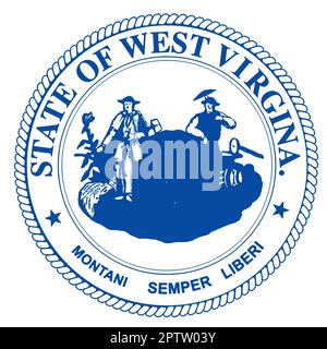 The state seal of West Virginia over a white background Stock Photo