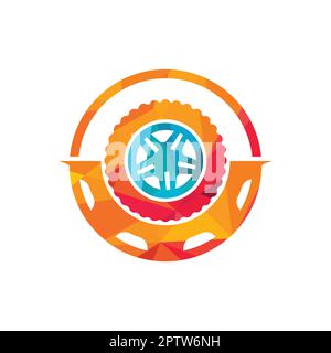 Tire and gear icon vector logo. Auto service vector logo template. Stock Vector