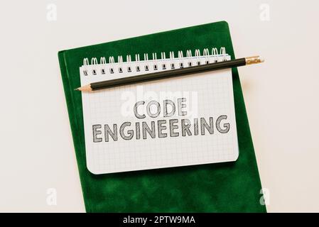 Text sign showing Code Engineering, Internet Concept application of engineering to the development of software Stock Photo