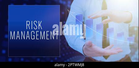 Text sign showing Risk Management, Conceptual photo assessing and controlling future threats to the business Stock Photo
