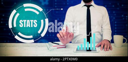 Writing displaying text Stats, Business overview practice or science of collecting and analysing numerical data Stock Photo