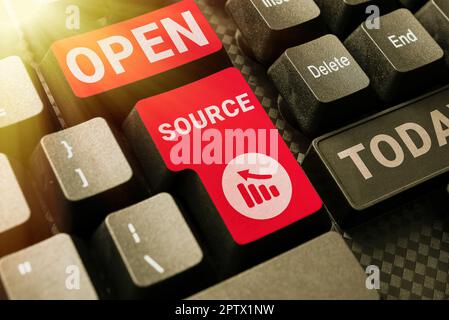 Conceptual display Open Source, Business approach denoting software which original source code freely available Stock Photo