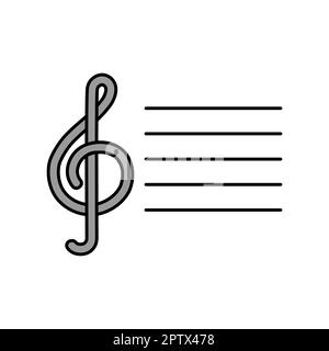 Treble clef color vector grayscale icon. Music sign. Graph symbol