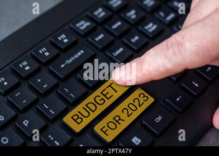 Inspiration showing sign Budget For 2023, Word Written on An written estimates of income and expenditure for 2023 Stock Photo