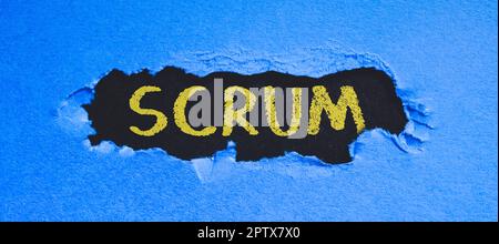 Writing displaying text Scrum, Business concept handwriting as distinct from print written characters of play Stock Photo