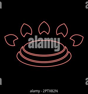 Neon gas burner stove symbol type cooking surfaces sign utensil destination panel red color vector illustration image flat style Stock Vector