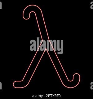 Neon lambda greek symbol small letter lowercase font red color vector illustration image flat style Stock Vector