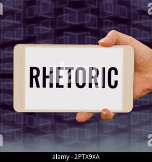 Hand writing sign Rhetoric. Business concept study of writing or ...