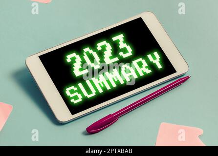 Inspiration showing sign 2023 Summary, Business concept summarizing past year events main actions or good shows Stock Photo