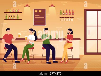 Wine Party Template Hand Drawn Cartoon Flat Illustration with People Dance, Holding a Bottle of Champagne and Drinking in Festive Event Concept Stock Vector