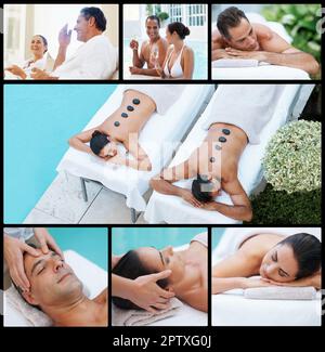 Theres no better way to relax. Composite image of a couple enjoying a spa day Stock Photo