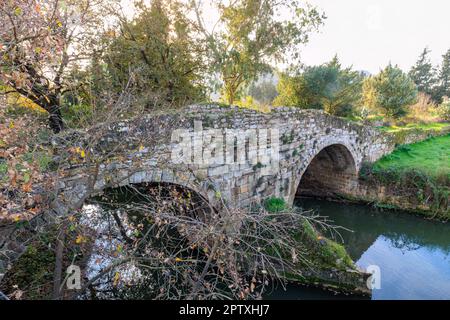 Ponte Romano Barumini, Sardinia, Italy, 2022 December. Ancient roman bridge. Stock Photo