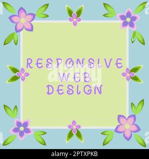 Text showing inspiration Responsive Web Design, Word Written on web page creation that makes use of flexible layouts Stock Photo