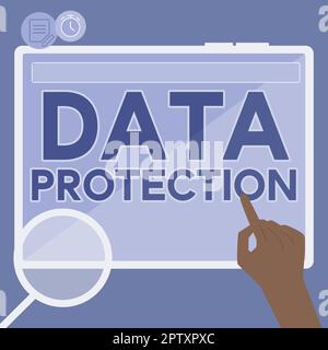 Hand writing sign Data Protection, Business overview legal control over access and use of data stored in computer Stock Photo