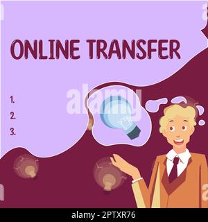 Text caption presenting Online Transfer, Business overview authorizes a fund transfer over an electronic funds transfer Stock Photo
