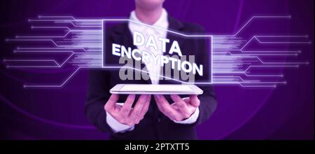 Text showing inspiration Data Encryption, Word Written on Conversion of data into code for compression or security Stock Photo