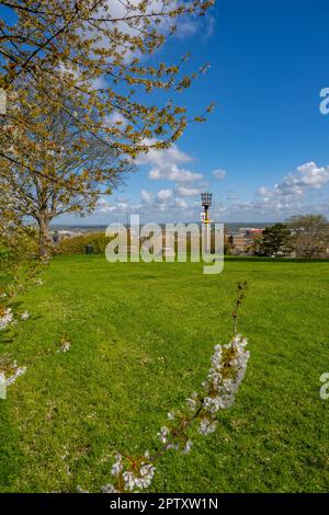 There view from Windmill Hill Gravesend towards Tilbury dock Stock Photo