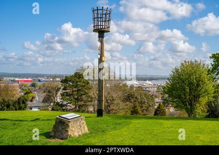 There view from Windmill Hill Gravesend towards Tilbury dock Stock Photo