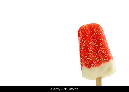 Assortment of fruit sweet popsicles isolated on a white background, summer dessert ice creams, ice lollies, colorful candy Stock Photo