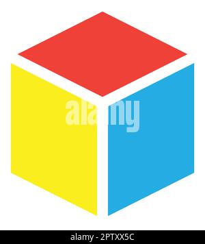 Cube icon, cuboid block shape vector element illustration Stock Vector