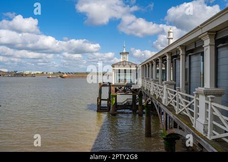 The old town Pier Gravesend Kent ion a sunny spring morning Stock Photo