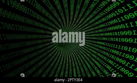 Driving Through Binary Data Tunnel Stock Photo
