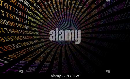 Driving Through Binary Data Tunnel Stock Photo