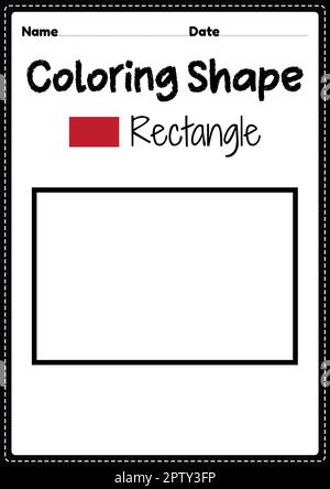 Rectangle coloring page for preschool, kindergarten & Montessori kids to practice visual art drawing and coloring activities to develop creativity, fo Stock Photo