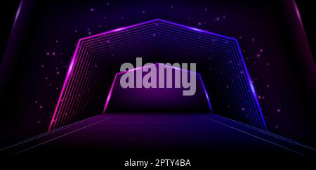 vector illustration of polygonal stage techno concept for ecommerce signs retail shopping, advertisement business agency, ads campaign marketing, backdrops space, landing page, header webs, animation Stock Vector
