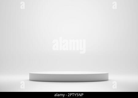 Realistic 3d rendering platform for product display with total white colors. Stock Photo