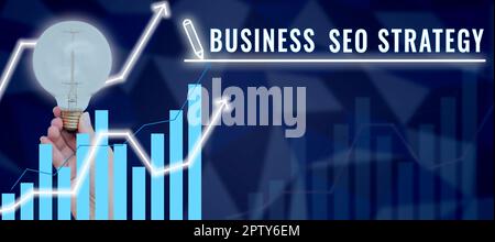 Text caption presenting Business Seo Strategy, Business approach Optimization of website to rise the number of visits Stock Photo