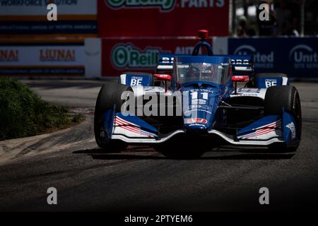 Long Beach, CA. 16th Apr, 2023. MARCUS ARMSTRONG (R) (11) of Christchurch, New Zealand drives on track during Acura Grand Prix of Long Beach in Long Beach, CA, USA.(Credit Image: © Colin Mayr Grindstone Media Group/Action Sports Photography/Cal Sport Media). Credit: csm/Alamy Live News Stock Photo