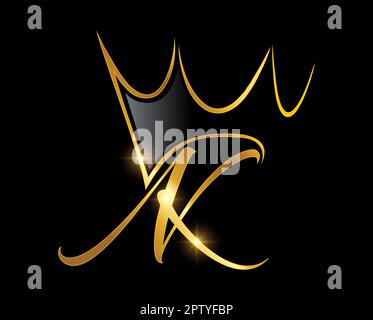 Golden Crown Monogram Logo Initial AK Stock Vector