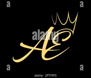 Crown Monogram Logo Initial AE Stock Vector