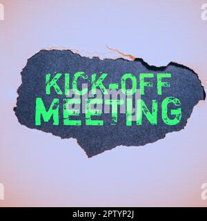 Handwriting text Kick Off Meeting, Business concept first meeting with the project team and the client Stock Photo