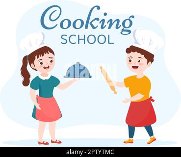 Cooking School With Kids and Teacher in a Class Learning to Learn Cooks ...