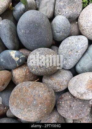 river stone for displaying the terrace of a house in a luxury cluster in Bogor. indonesia Stock Photo