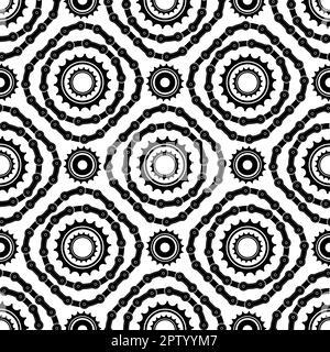 Different Bicycle Chain Frames Seamless Pattern Isolated on White Background. Stock Vector