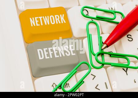 Text showing inspiration Network Defense, Business concept easures to protect and defend information from disruption Stock Photo