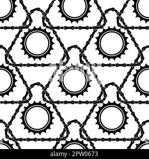 Different Bicycle Chain Frames Seamless Pattern Isolated on White Background. Stock Vector
