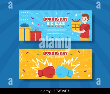 Boxing Day Sale Horizontal Banner Flat Cartoon Hand Drawn Templates Illustration Stock Vector