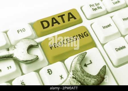 Handwriting text Data Processing, Business concept collection and manipulation of items of data to produce Stock Photo