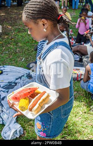 Miami Florida,Frederick Douglass Elementary School,campus,primary,inner city school,campus,day before summer vacation starts,picnic,dance,art artwork Stock Photo