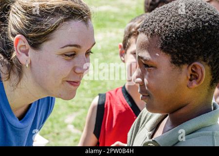 Miami Florida,Frederick Douglass Elementary School,campus,primary,inner city school,campus,day before summer vacation starts,picnic,dance,art artwork Stock Photo