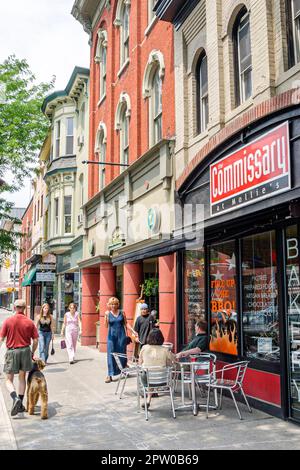 Pocono Mountains Poconos Pennsylvania Stroudsburg Main Street,Mollie's Restaurant & Commissary,restaurants,outside exterior front entrance,renovated Stock Photo