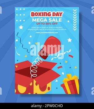 Boxing Day Sale Poster Flat Cartoon Hand Drawn Templates Illustration Stock Vector