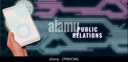 Conceptual caption Public Relations, Word for Communication Media People Information Publicity Social Stock Photo