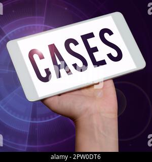 Conceptual display Cases, Word Written on Electronic Devices safety cover Breakage and shock protection Stock Photo
