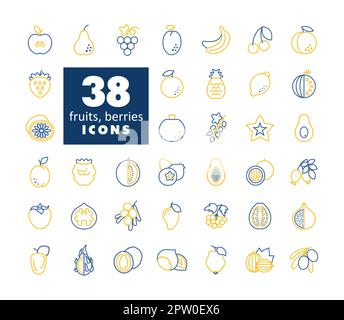 Set of Fruits and Berries vector icons Stock Vector Image & Art - Alamy