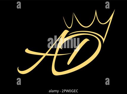 Crown Monogram Logo Initial AD Stock Vector